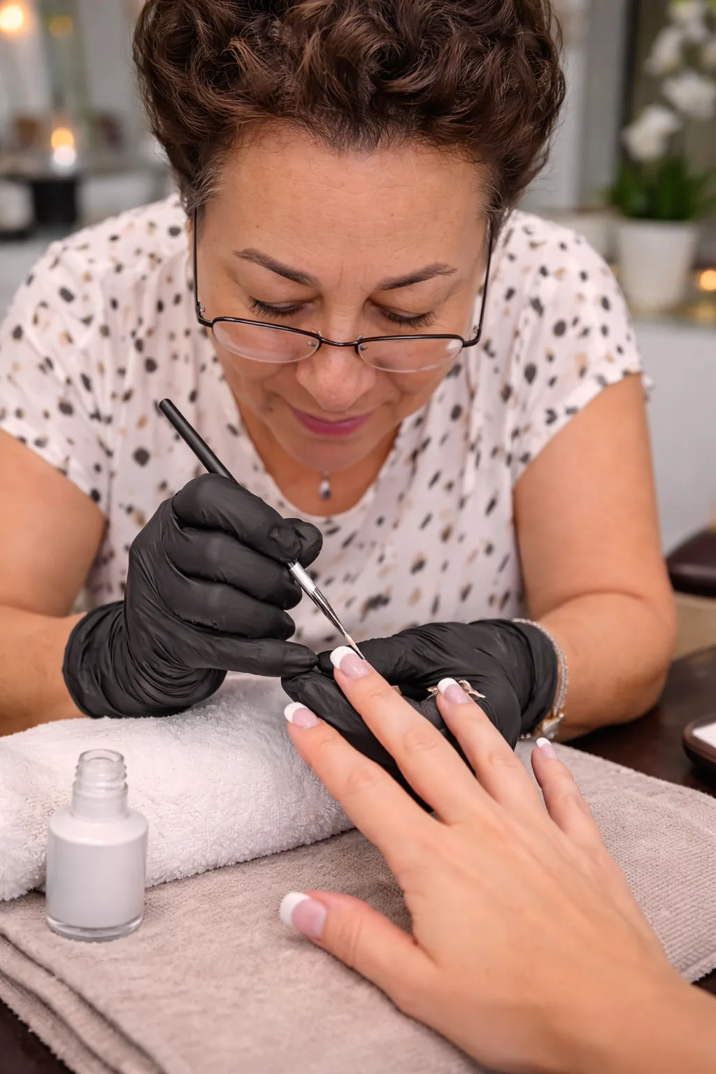 Gloria Flores providing a classic signature manicure at Nails Labelle in Dallas, TX